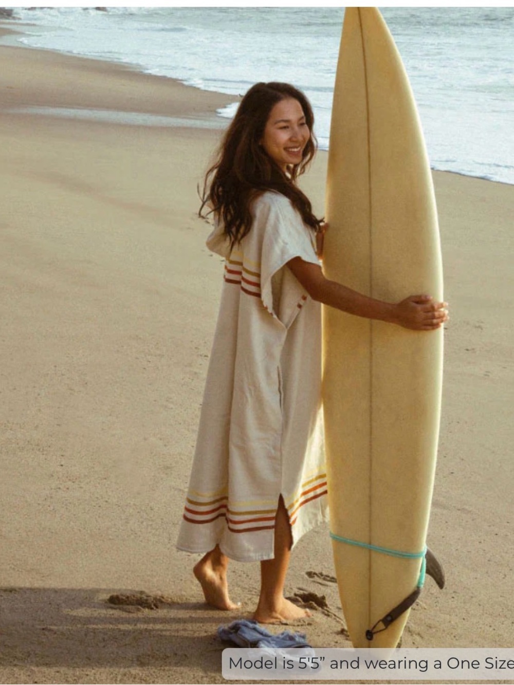 Sand Cloud Border Classic Stripe Poncho Natural - Picture 2 of 6